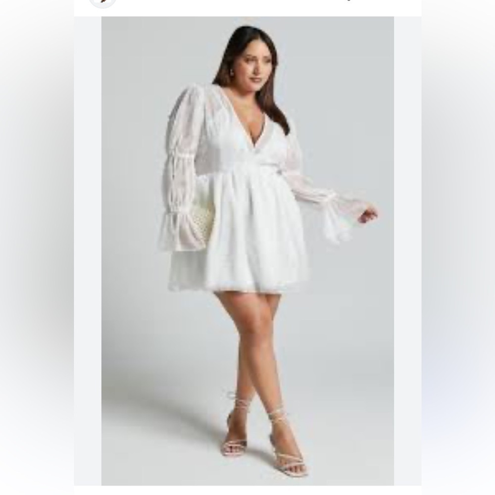 Showpo bachelorette party bridal White Sheer solanna mini Dress Pearl Accents - Picture 11 of 11